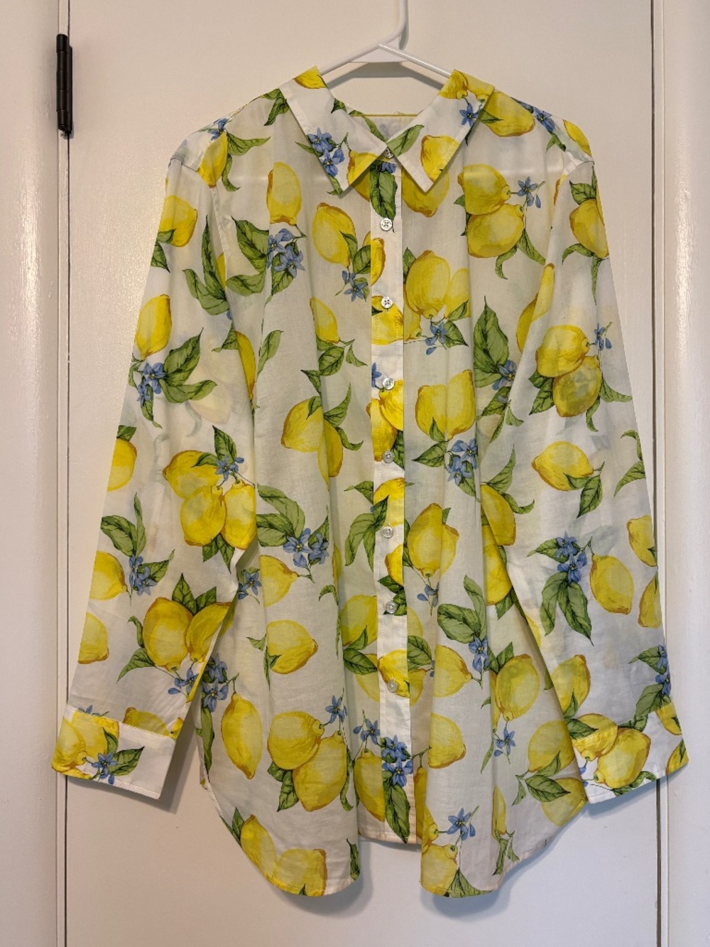 Talbots Women's Plus L/S Cotton Button Front Shirt Top Blouse 2X Lemon Blossom